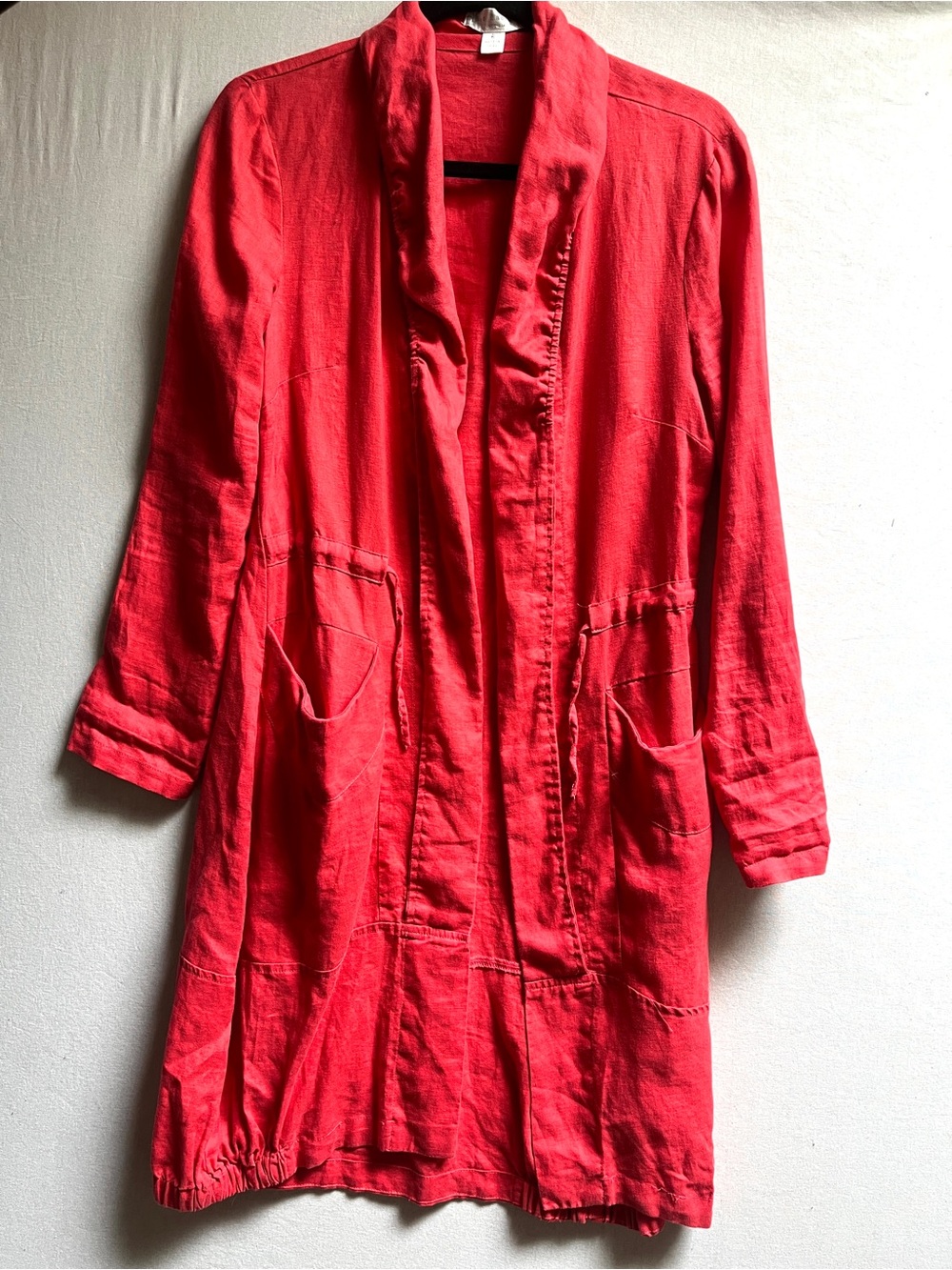 Boo Radley 100% Linen Red Open-Front Lightweight Coat Jacket 8